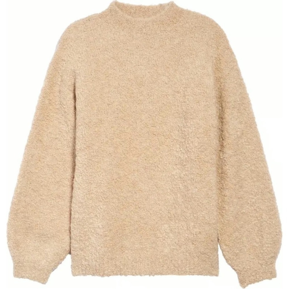 Reformation Ambrose Boucle Oversized Alpaca-Blend Mock-Neck Sweater Ginger Large - Picture 13 of 13